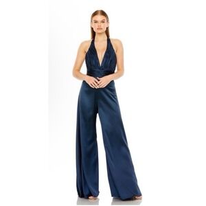 Mac Duggal 49810 Sapphire Wide Leg Halter Jumpsuit Size 4 NWT